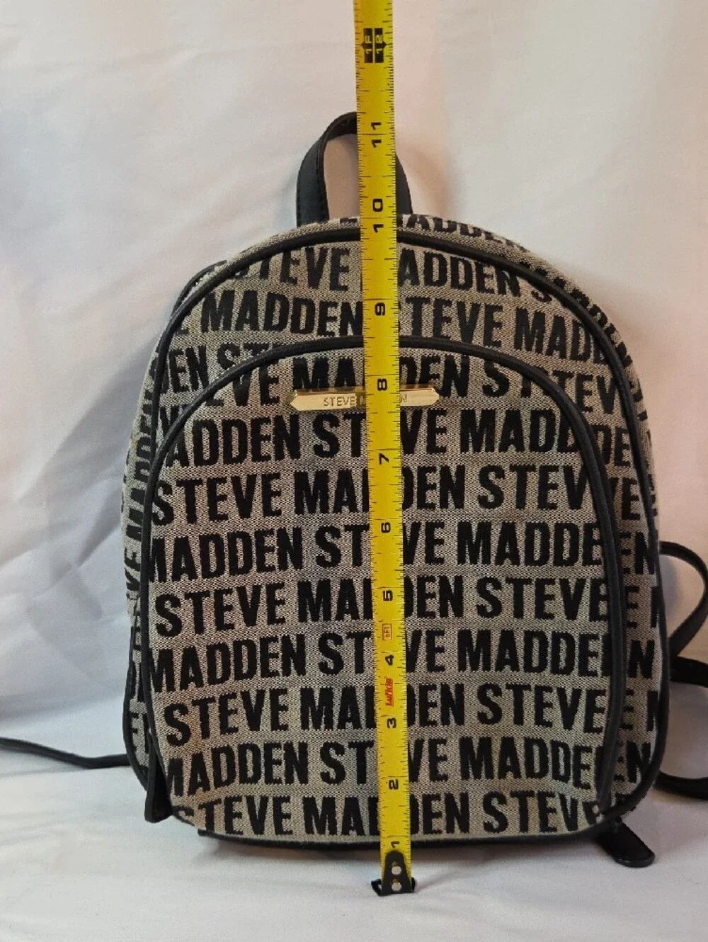 Steve Madden Black Logo Patterned Mini Backpack